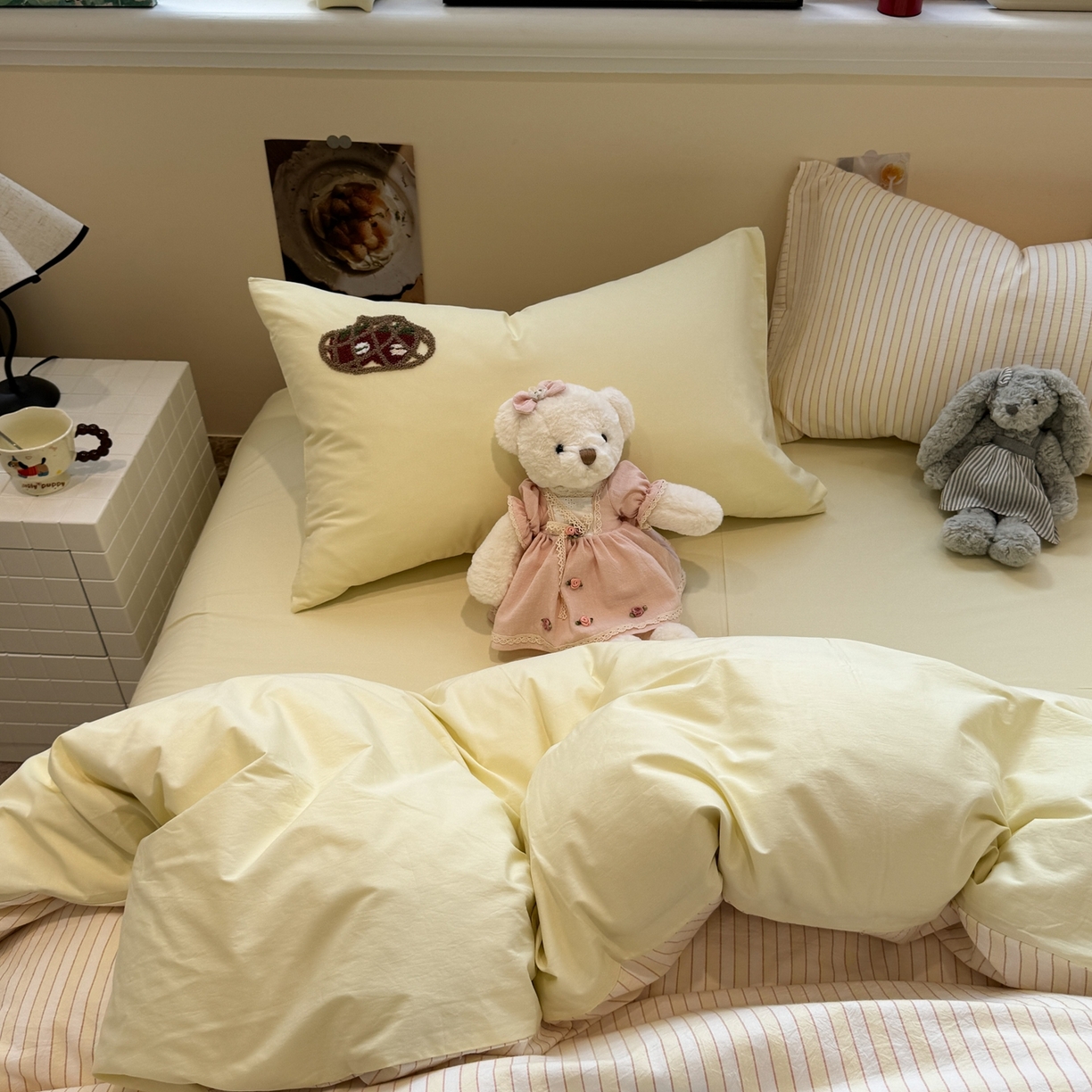 91家纺网 家纺一手货源 找家纺 珺柔家纺 2026新款水洗棉毛巾绣四件套 番茄小羊