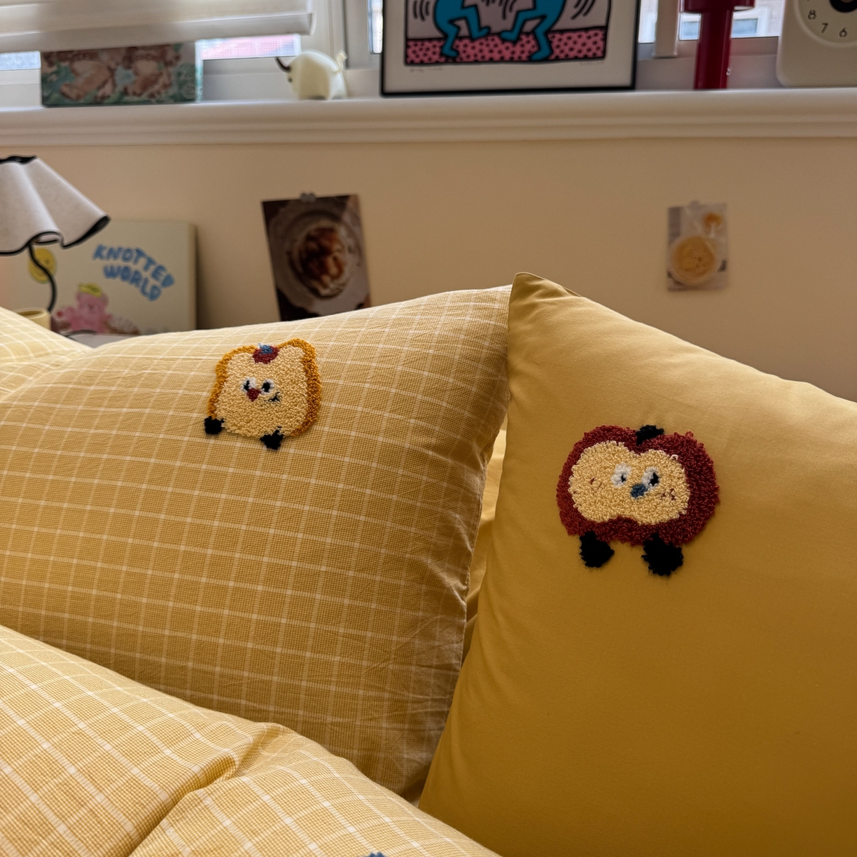 91家纺网 家纺一手货源 找家纺 珺柔家纺 2026新款水洗棉毛巾绣四件套 小曲奇