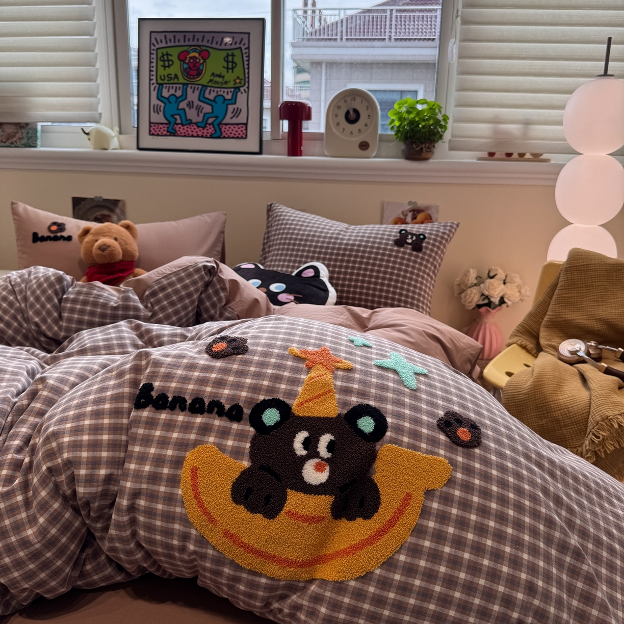 91家纺网 家纺一手货源 找家纺 珺柔家纺 2026新款水洗棉毛巾绣四件套 巧克力小熊