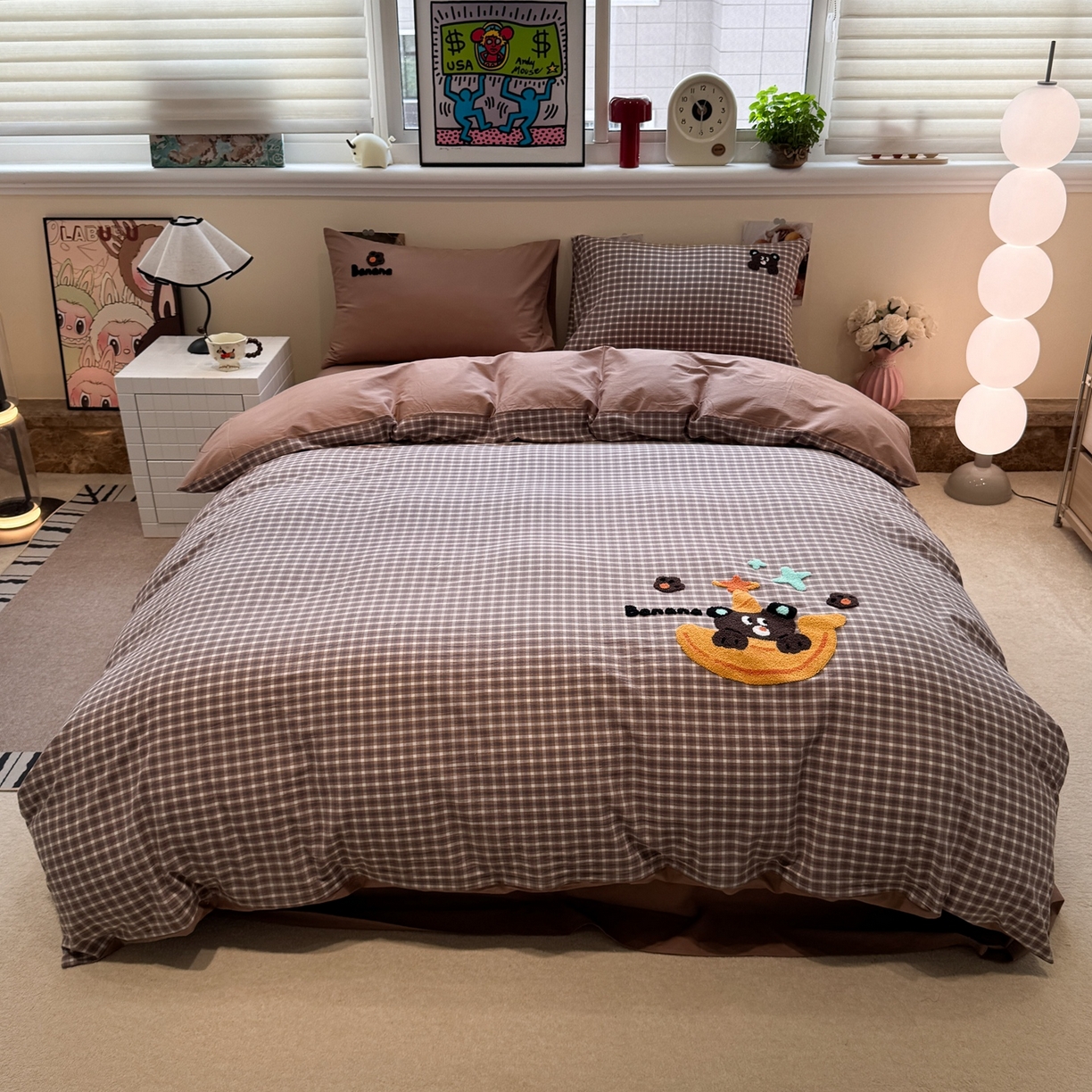 91家纺网 家纺一手货源 找家纺 珺柔家纺 2026新款水洗棉毛巾绣四件套 巧克力小熊