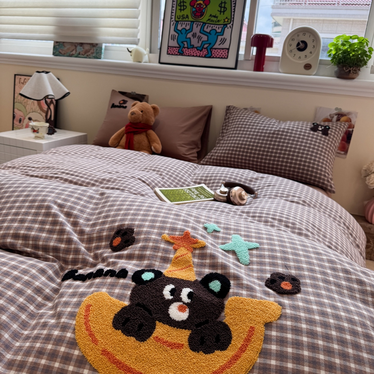 91家纺网 家纺一手货源 找家纺 珺柔家纺 2026新款水洗棉毛巾绣四件套 巧克力小熊