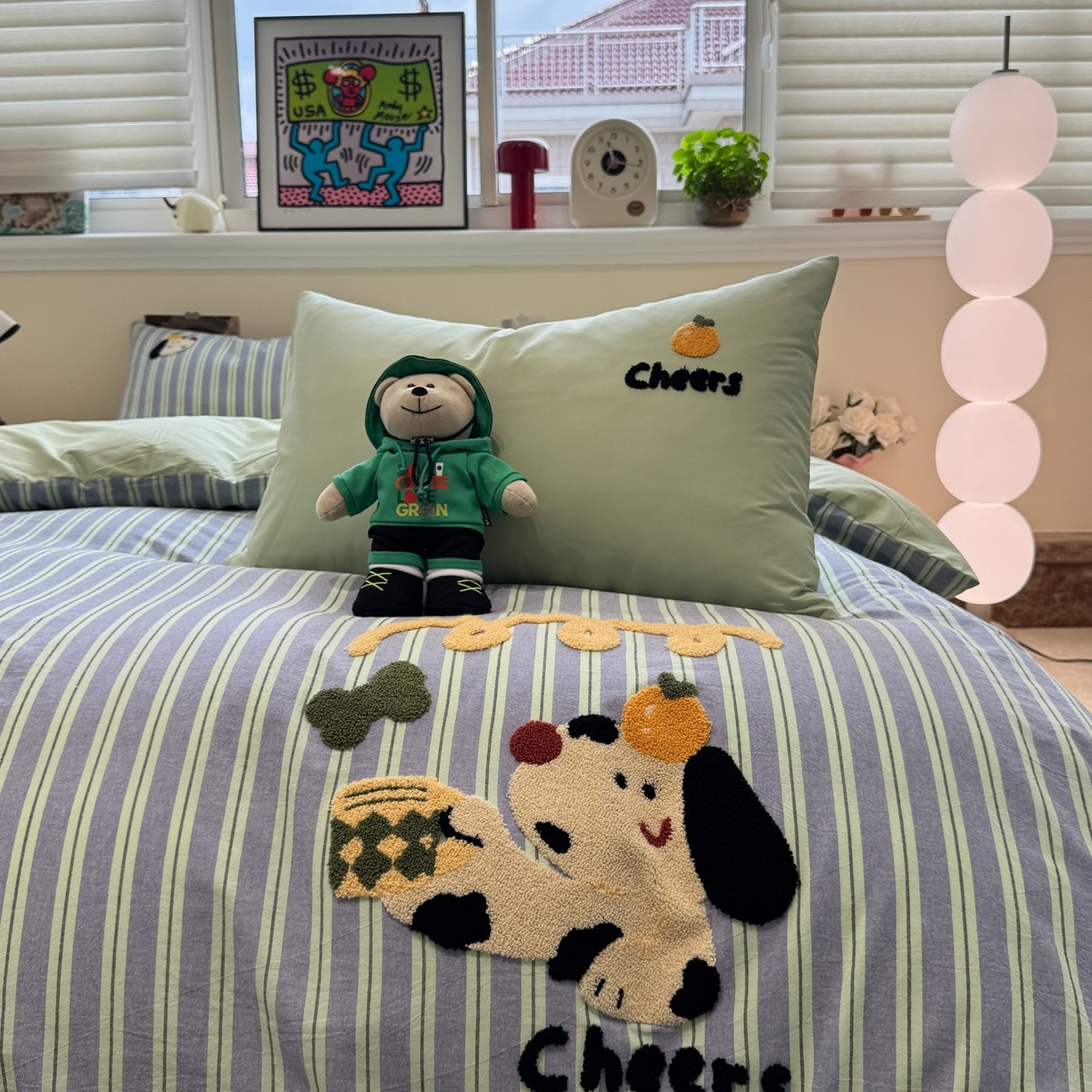 91家纺网 家纺一手货源 找家纺 珺柔家纺 2026新款水洗棉毛巾绣四件套 干杯小狗