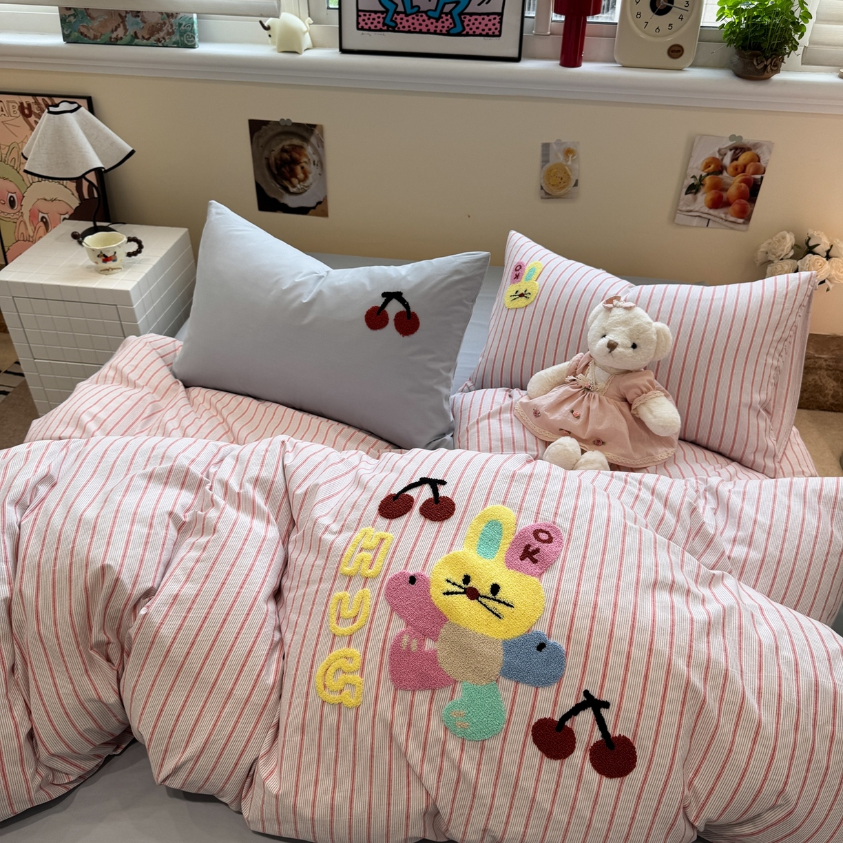 91家纺网 家纺一手货源 找家纺 珺柔家纺 2026新款水洗棉毛巾绣四件套 ok兔