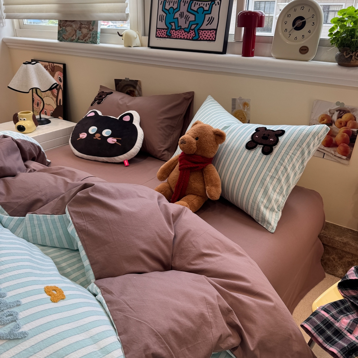 91家纺网 家纺一手货源 找家纺 珺柔家纺 2026新款水洗棉毛巾绣四件套 口袋熊