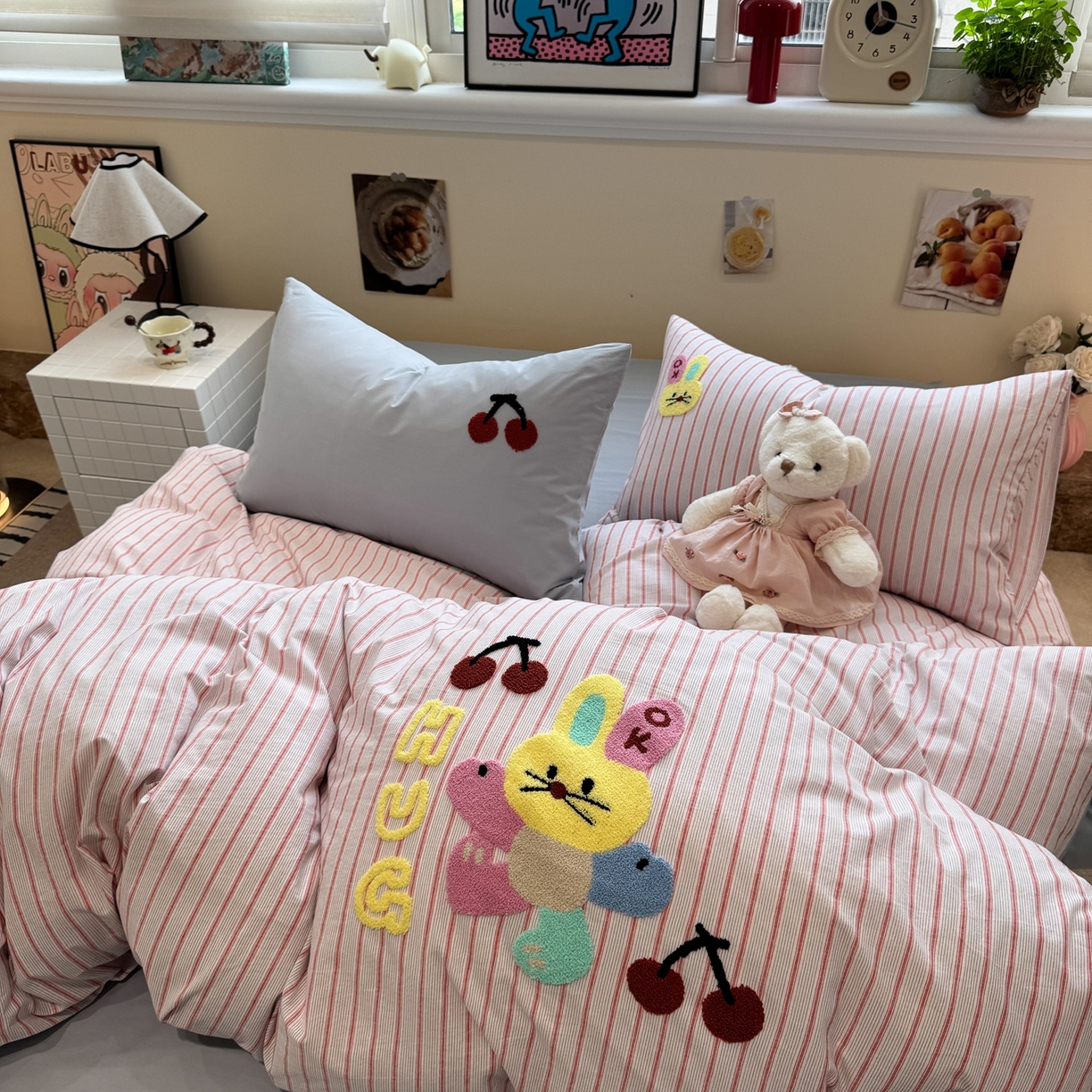 91家纺网 家纺一手货源 找家纺 珺柔家纺 2026新款水洗棉毛巾绣四件套 ok兔