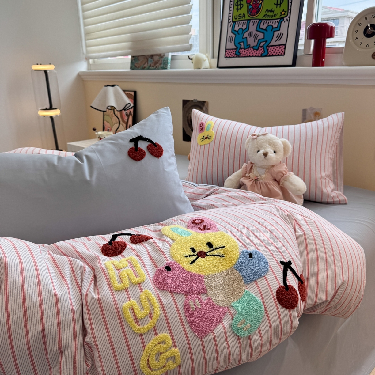 91家纺网 家纺一手货源 找家纺 珺柔家纺 2026新款水洗棉毛巾绣四件套 ok兔