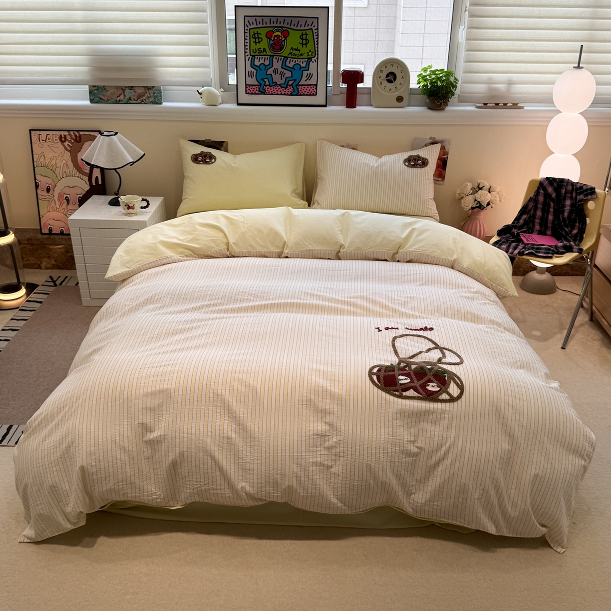 91家纺网 家纺一手货源 找家纺 珺柔家纺 2026新款水洗棉毛巾绣四件套 番茄小羊