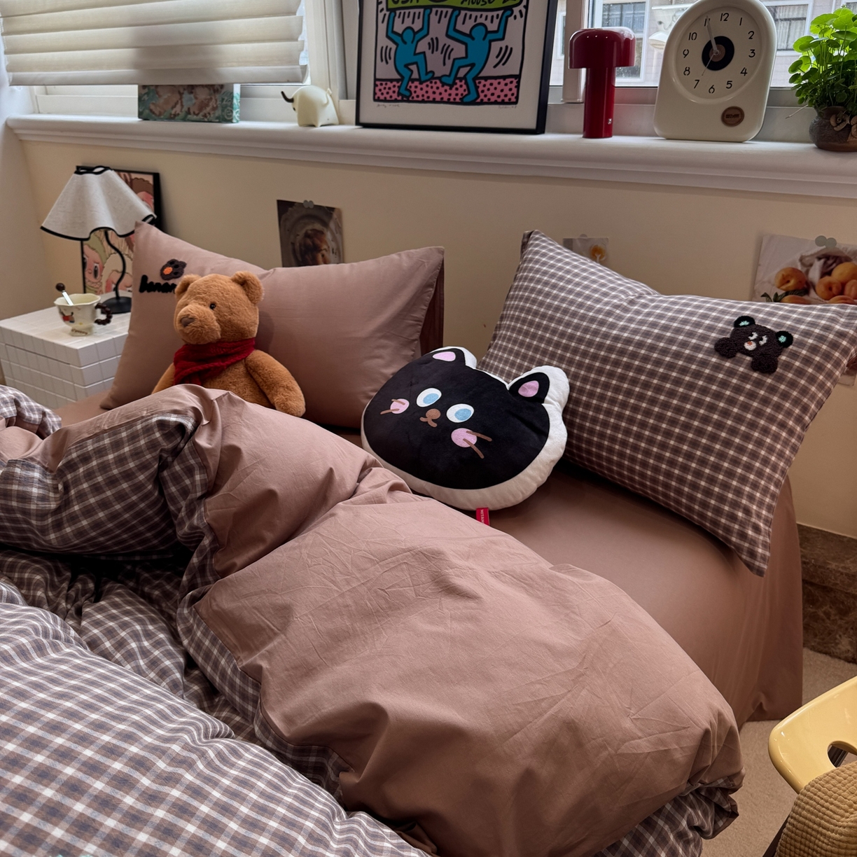 91家纺网 家纺一手货源 找家纺 珺柔家纺 2026新款水洗棉毛巾绣四件套 巧克力小熊