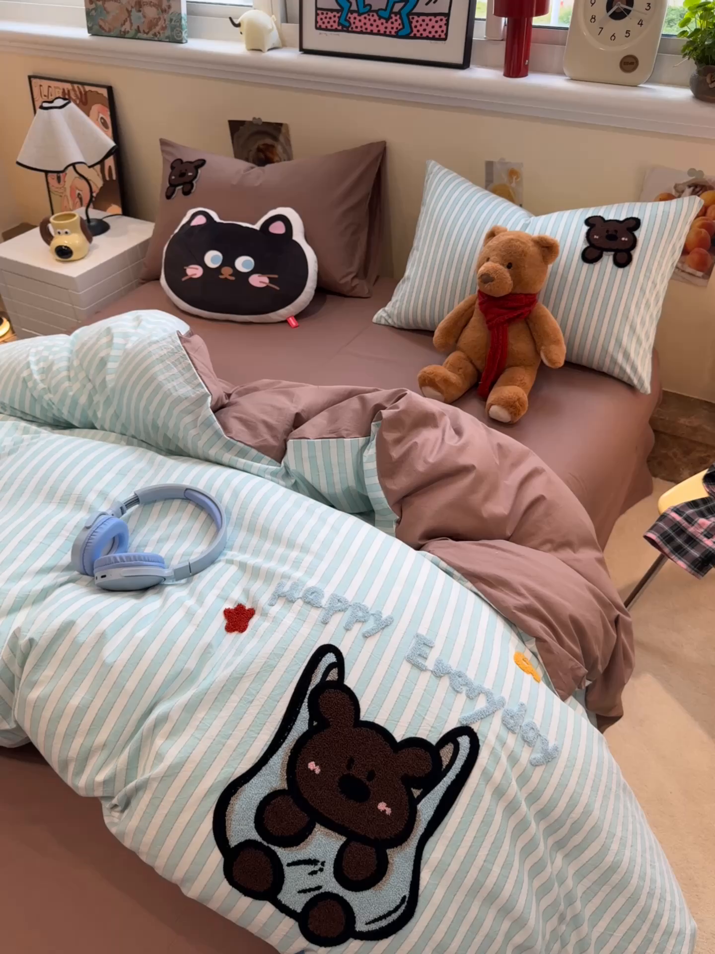 91家纺网 家纺一手货源 找家纺 珺柔家纺 2026新款水洗棉毛巾绣四件套 口袋熊