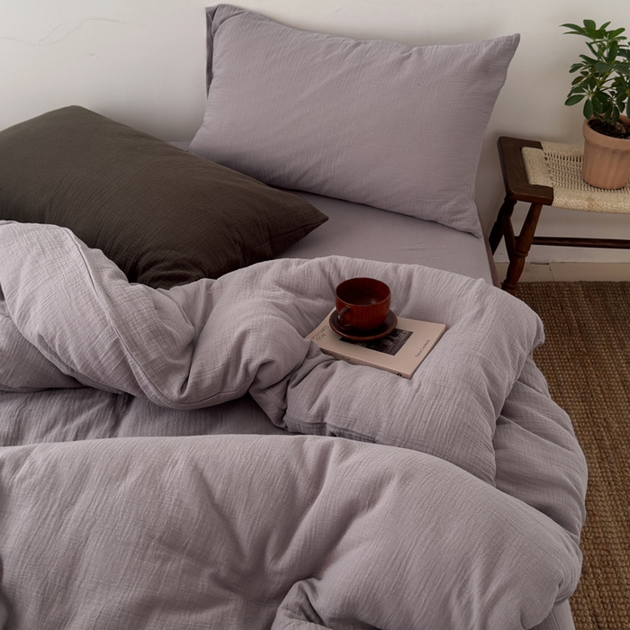 91家纺网 家纺一手货源 找家纺 （总）良品汇馆 2026【纯色皱皱纱四件套】四件套良品全棉柔软床品套件双层水洗做皱件套