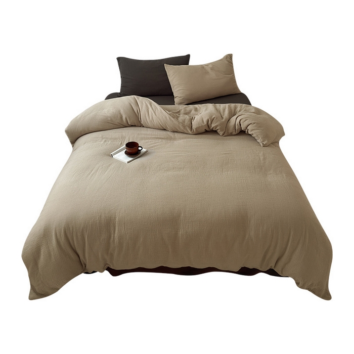 91家纺网 家纺一手货源 找家纺 （总）良品汇馆 2026【纯色皱皱纱四件套】四件套良品全棉柔软床品套件双层水洗做皱件套