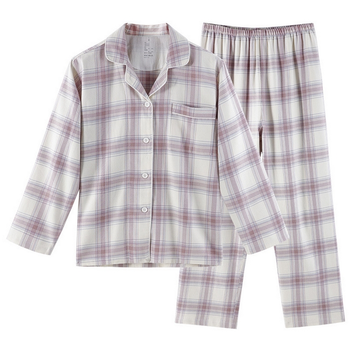 91家纺网 家纺一手货源 找家纺 （总）良品汇馆 2026【法兰绒家居服】法兰绒家居服良品情侣睡衣中格纹全棉睡衣绒布居家服纯棉