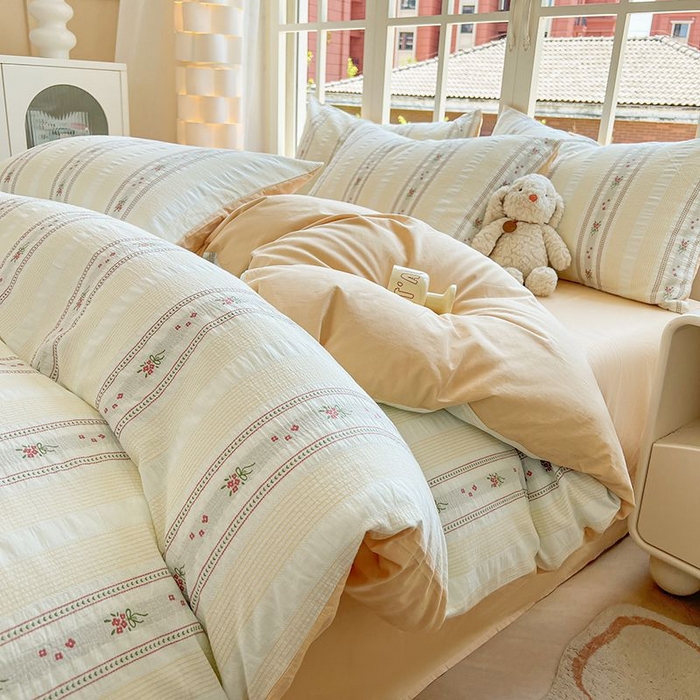 91家纺网 家纺一手货源 找家纺 （总）良品汇馆 2026【全棉色织提花四件套】全棉色织提花四件套良品A类双拼提花床品