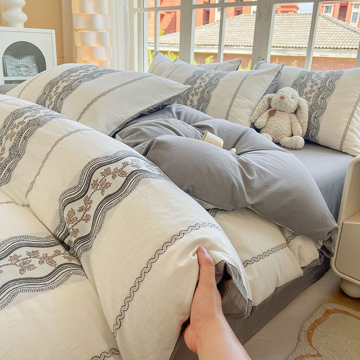 91家纺网 家纺一手货源 找家纺 （总）良品汇馆 2026【全棉色织提花四件套】全棉色织提花四件套良品A类双拼提花床品