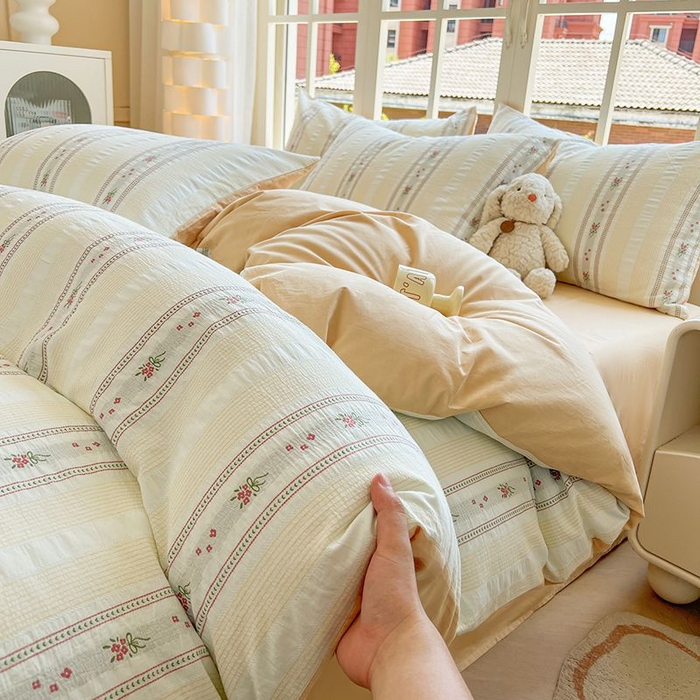 91家纺网 家纺一手货源 找家纺 （总）良品汇馆 2026【全棉色织提花四件套】全棉色织提花四件套良品A类双拼提花床品