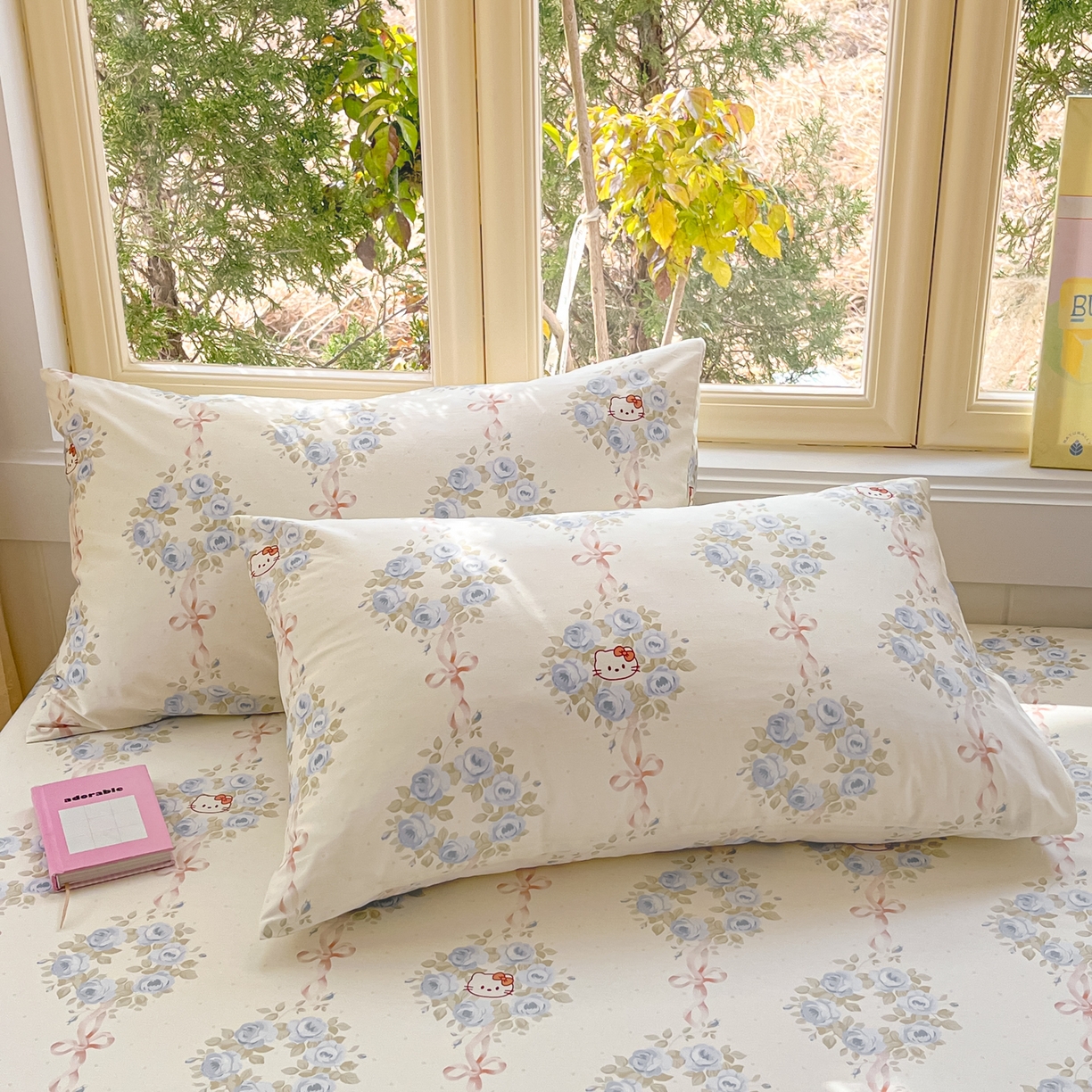 寻米 2026新款13070全棉纯棉印花单枕套枕套单件-风格二 花园凯蒂
