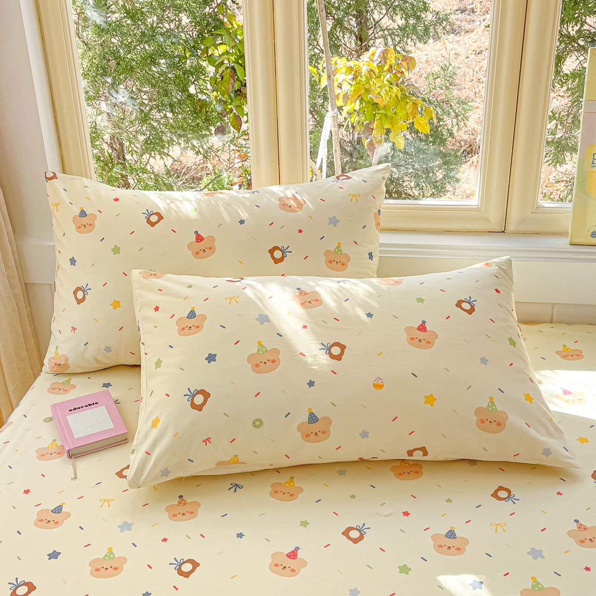 寻米 2026新款13070全棉纯棉印花单枕套枕套单件-风格二 黄油小熊