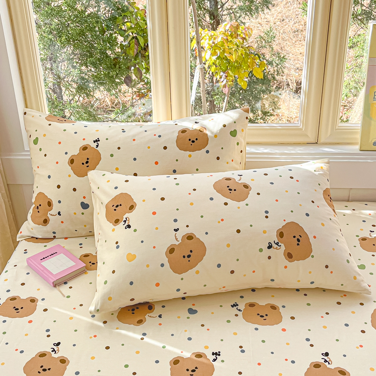 寻米 2026新款13070全棉纯棉印花单枕套枕套单件-风格二 小熊软糖