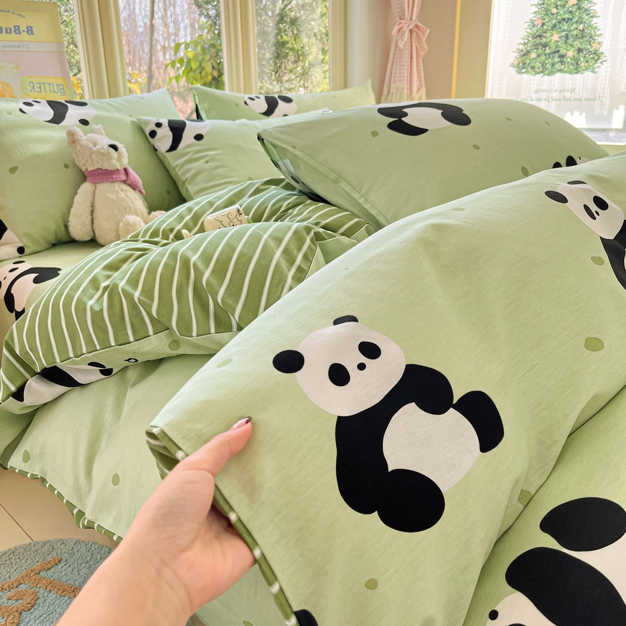 91家纺网 家纺一手货源 找家纺 （总）寻米 2026春夏新款全棉13070印花四件套单品系列场景二-四件套