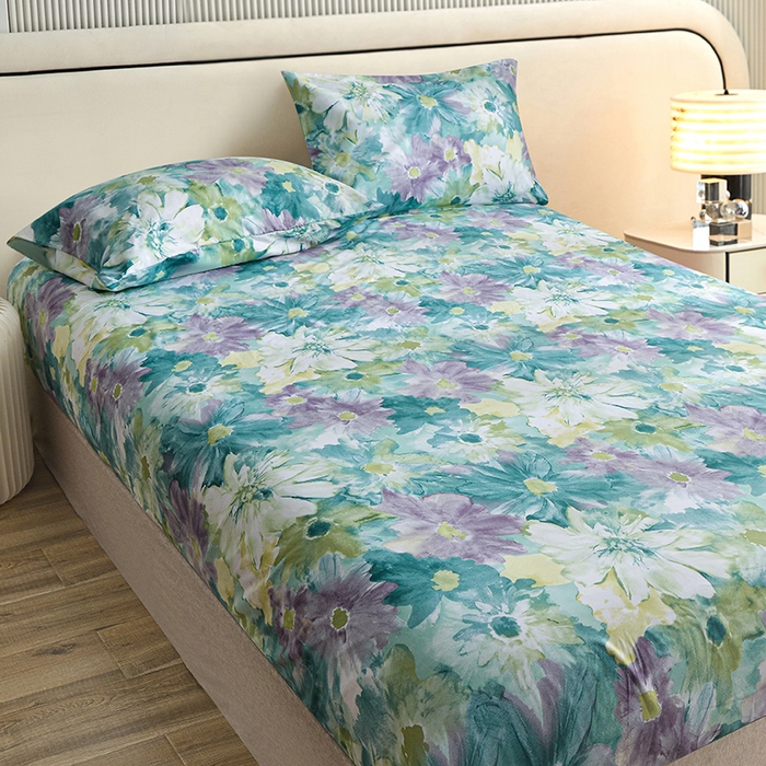 91家纺网 家纺一手货源 找家纺 柏钧家纺 2026新款85g芦荟棉外贸尺寸可定制单品床笠跨境直播床笠三件套 碧莎