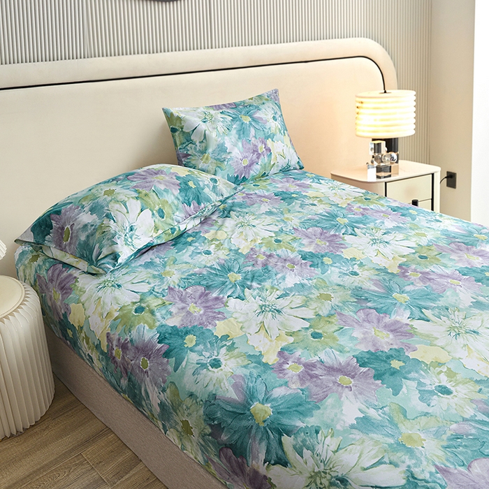 91家纺网 家纺一手货源 找家纺 柏钧家纺 2026新款85g芦荟棉外贸尺寸可定制单品床笠跨境直播床笠三件套 碧莎