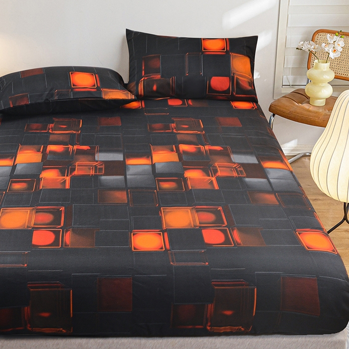 91家纺网 家纺一手货源 找家纺 柏钧家纺 2026新款85g芦荟棉外贸尺寸可定制单品床笠跨境直播床笠三件套 红色3D