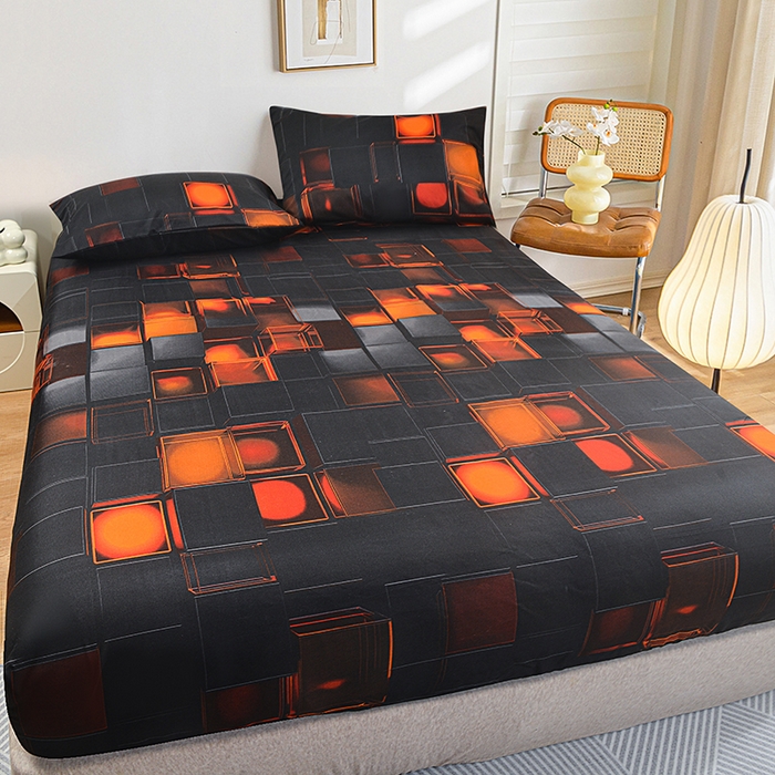 91家纺网 家纺一手货源 找家纺 柏钧家纺 2026新款85g芦荟棉外贸尺寸可定制单品床笠跨境直播床笠三件套 红色3D