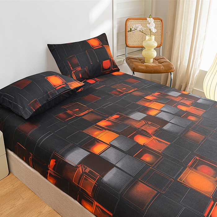 91家纺网 家纺一手货源 找家纺 柏钧家纺 2026新款85g芦荟棉外贸尺寸可定制单品床笠跨境直播床笠三件套 红色3D