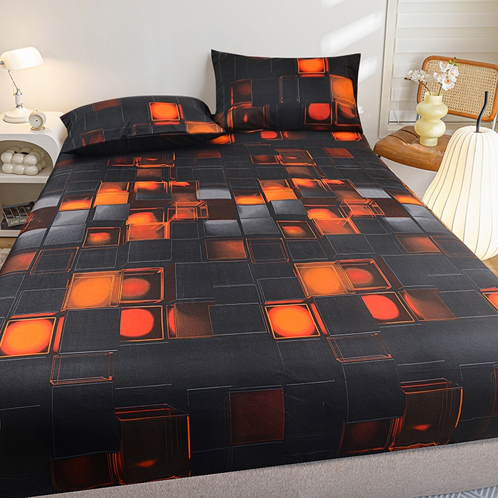 91家纺网 家纺一手货源 找家纺 柏钧家纺 2026新款85g芦荟棉外贸尺寸可定制单品床笠跨境直播床笠三件套 红色3D