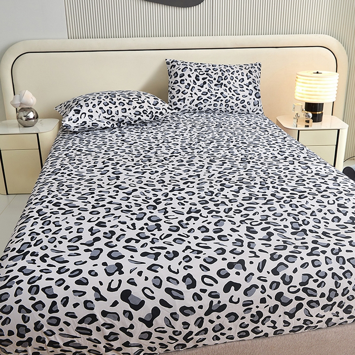 91家纺网 家纺一手货源 找家纺 柏钧家纺 2026新款85g芦荟棉外贸尺寸可定制单品床笠跨境直播床笠三件套 灰豹