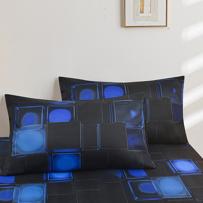 91家纺网 家纺一手货源 找家纺 柏钧家纺 2026新款85g芦荟棉外贸尺寸可定制单品床笠跨境直播床笠三件套 蓝色3D