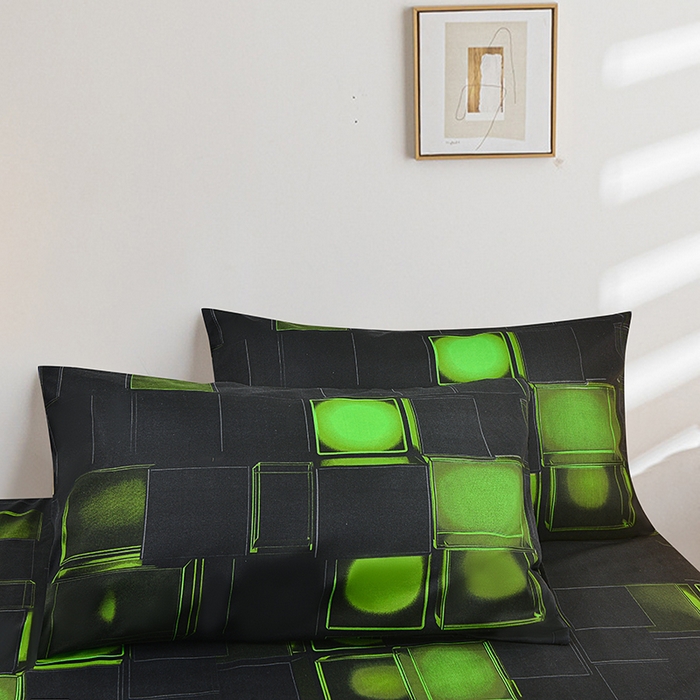 91家纺网 家纺一手货源 找家纺 柏钧家纺 2026新款85g芦荟棉外贸尺寸可定制单品床笠跨境直播床笠三件套 绿色3D