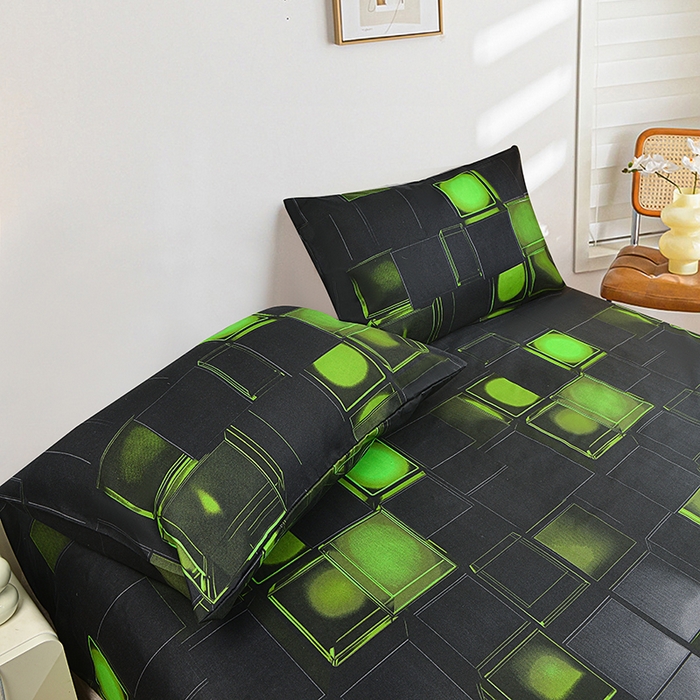 91家纺网 家纺一手货源 找家纺 柏钧家纺 2026新款85g芦荟棉外贸尺寸可定制单品床笠跨境直播床笠三件套 绿色3D