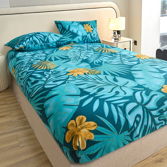 91家纺网 家纺一手货源 找家纺 柏钧家纺 2026新款85g芦荟棉外贸尺寸可定制单品床笠跨境直播床笠三件套 米夏