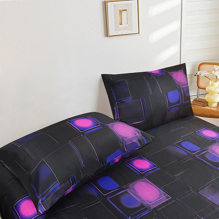 91家纺网 家纺一手货源 找家纺 柏钧家纺 2026新款85g芦荟棉外贸尺寸可定制单品床笠跨境直播床笠三件套 紫色3D