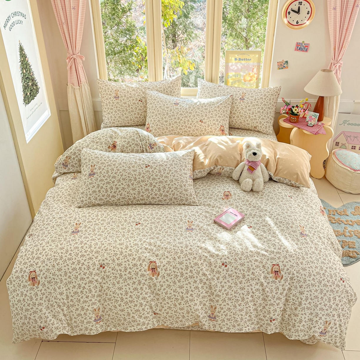 91家纺网 家纺一手货源 找家纺 （总）寻米 2026春夏新款全棉13070印花四件套单品系列场景二-四件套