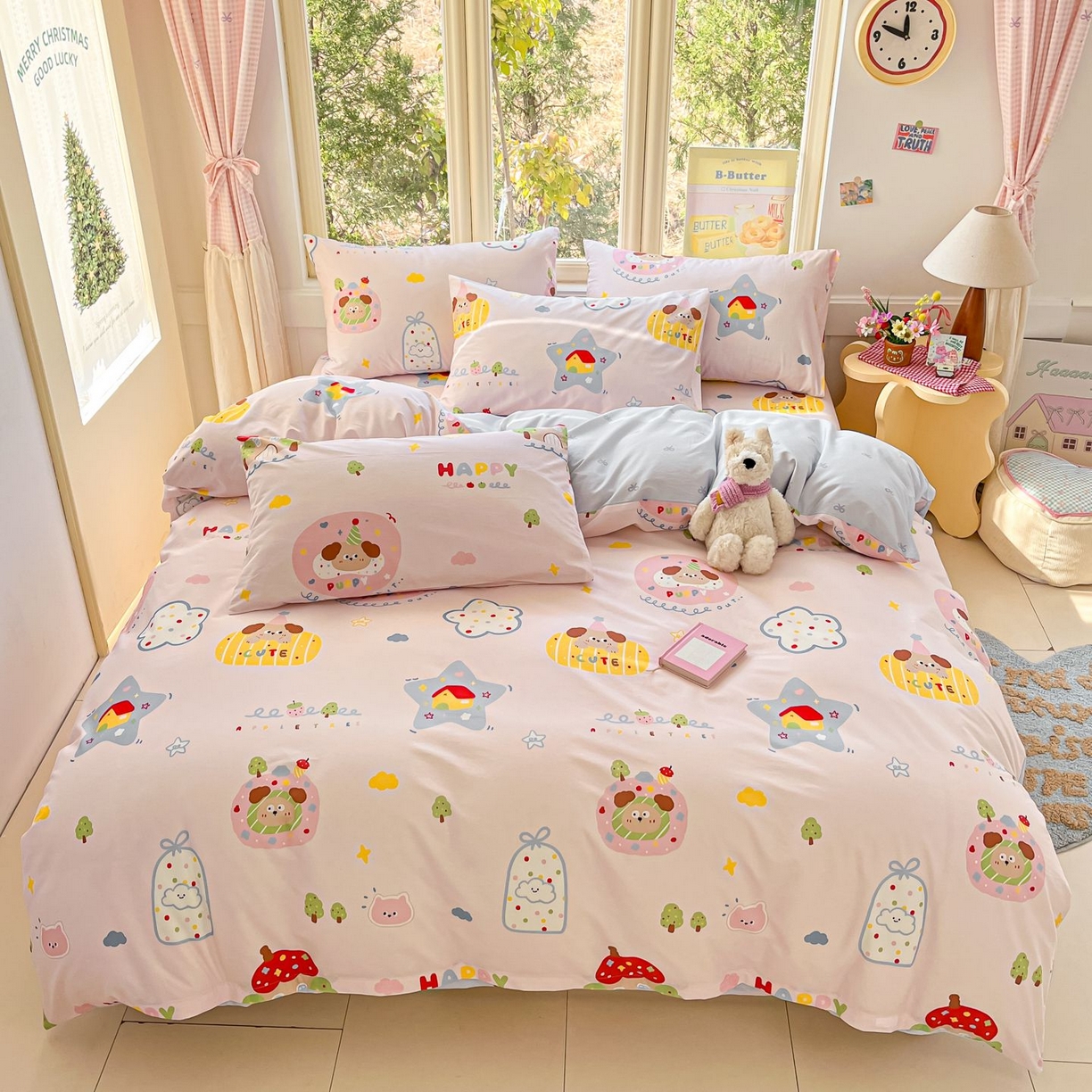 91家纺网 家纺一手货源 找家纺 （总）寻米 2026春夏新款全棉13070印花四件套单品系列场景二-四件套