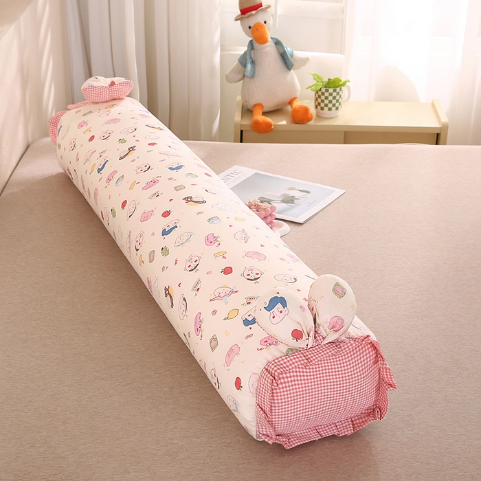 蔻眠 2026全棉印花双层纱长抱枕夹腿抱枕长枕芯儿童学生成人枕头 呆呆粉