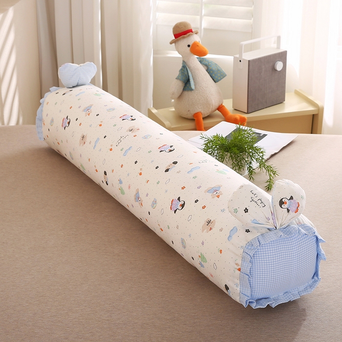 蔻眠 2026全棉印花双层纱长抱枕夹腿抱枕长枕芯儿童学生成人枕头 企鹅派对
