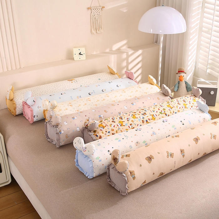 91家纺网 家纺一手货源 找家纺 蔻眠 2026全棉印花双层纱长抱枕夹腿抱枕长枕芯儿童学生成人枕头 主图