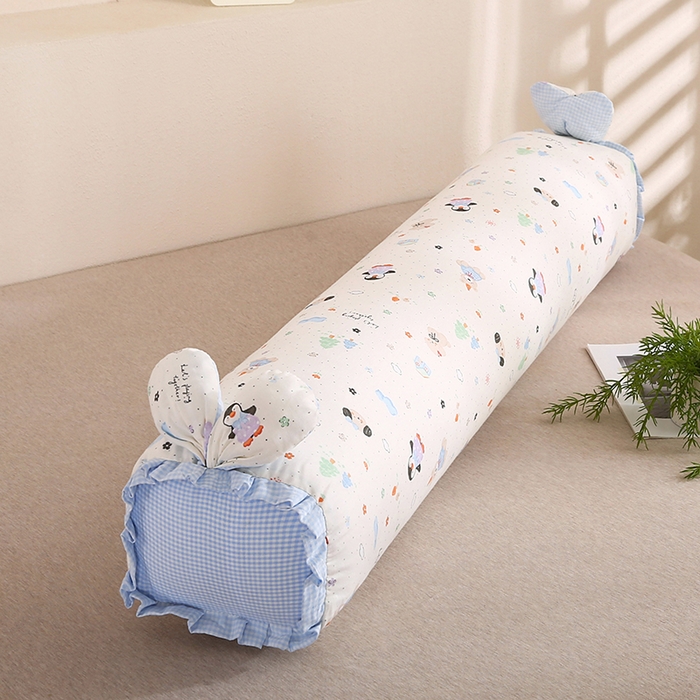 91家纺网 家纺一手货源 找家纺 蔻眠 2026全棉印花双层纱长抱枕夹腿抱枕长枕芯儿童学生成人枕头 企鹅派对