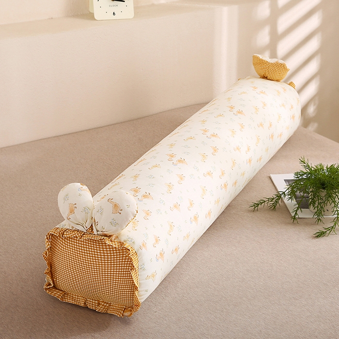 91家纺网 家纺一手货源 找家纺 蔻眠 2026全棉印花双层纱长抱枕夹腿抱枕长枕芯儿童学生成人枕头 开心鸭