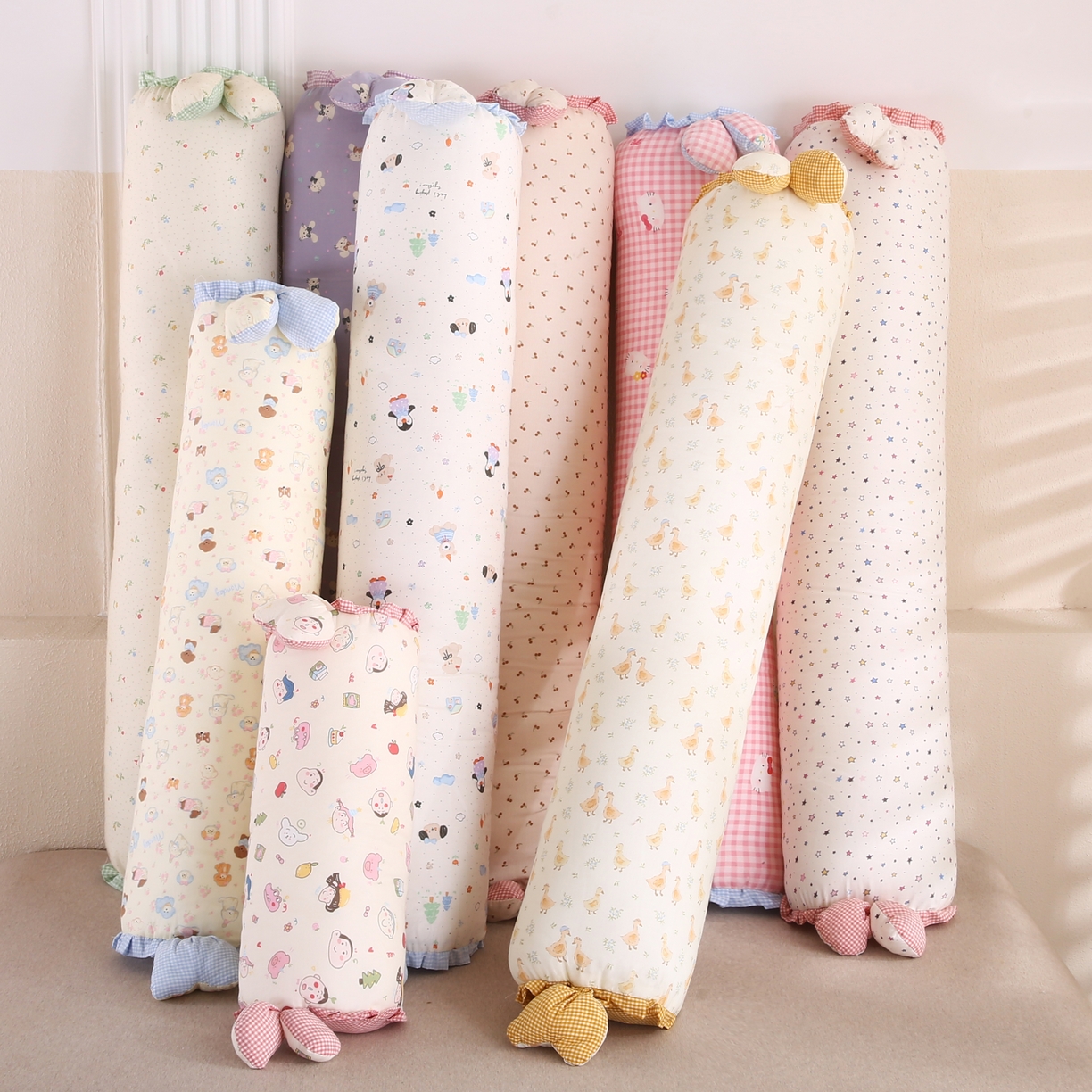 91家纺网 家纺一手货源 找家纺 蔻眠 2026全棉印花双层纱长抱枕夹腿抱枕长枕芯儿童学生成人枕头 主图