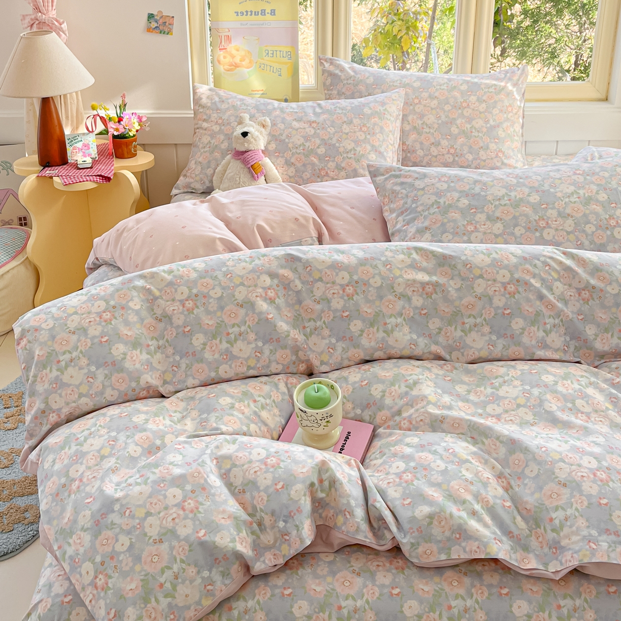 91家纺网 家纺一手货源 找家纺 寻米 2026新款13070全棉纯棉印花单被套被套单件-风格二 繁花-粉