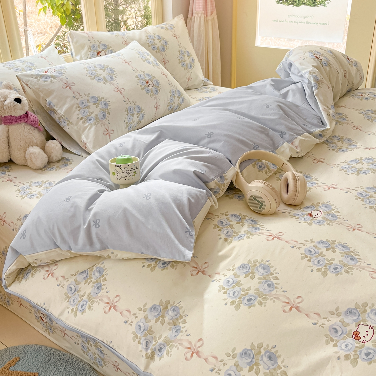 91家纺网 家纺一手货源 找家纺 寻米 2026新款13070全棉纯棉印花单被套被套单件-风格二 花园凯蒂