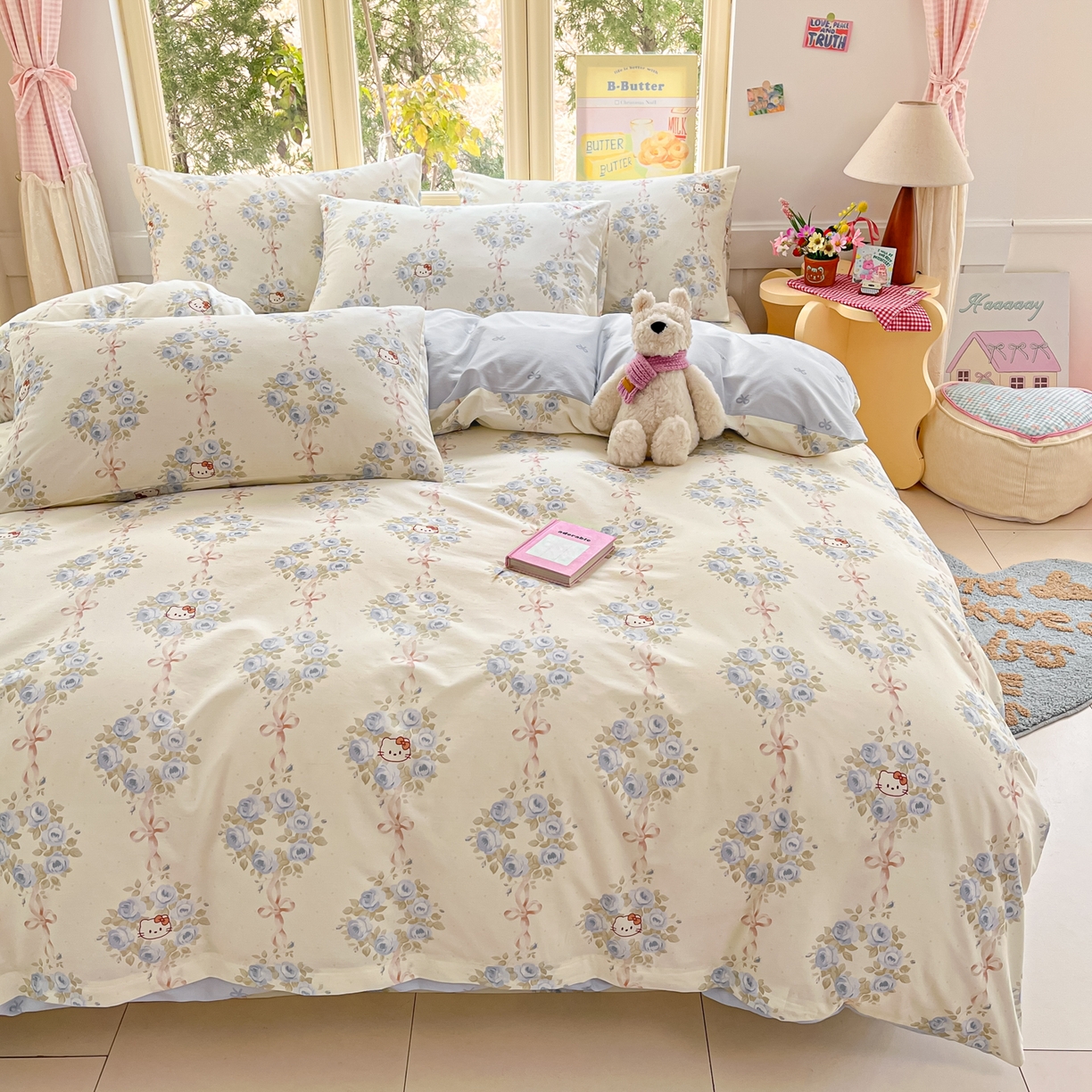 91家纺网 家纺一手货源 找家纺 寻米 2026新款13070全棉纯棉印花单被套被套单件-风格二 花园凯蒂