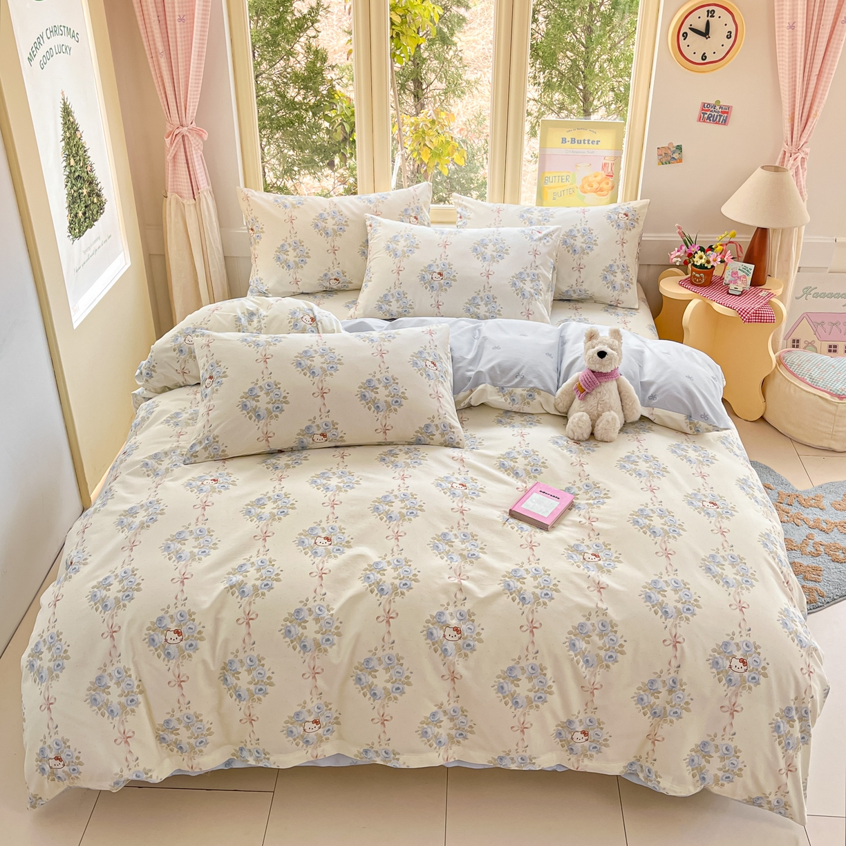 91家纺网 家纺一手货源 找家纺 寻米 2026新款13070全棉纯棉印花单被套被套单件-风格二 花园凯蒂