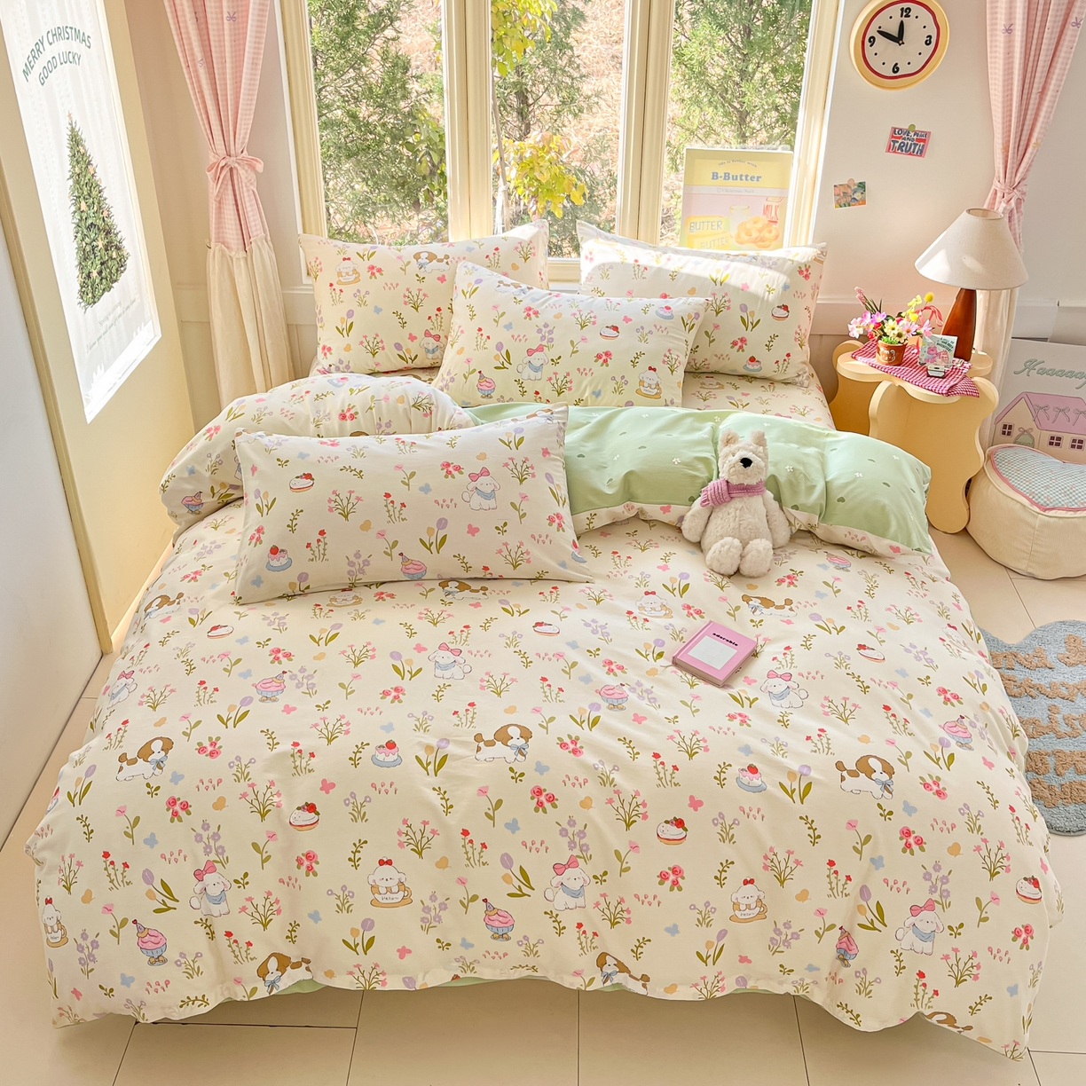 91家纺网 家纺一手货源 找家纺 寻米 2026新款13070全棉纯棉印花单被套被套单件-风格二 花园小狗