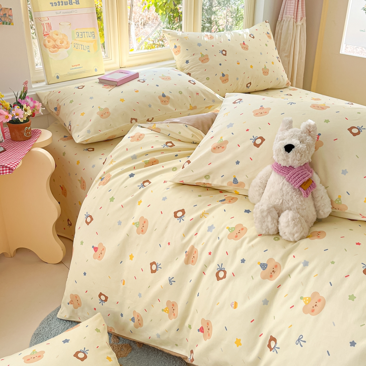 91家纺网 家纺一手货源 找家纺 寻米 2026新款13070全棉纯棉印花单被套被套单件-风格二 黄油小熊