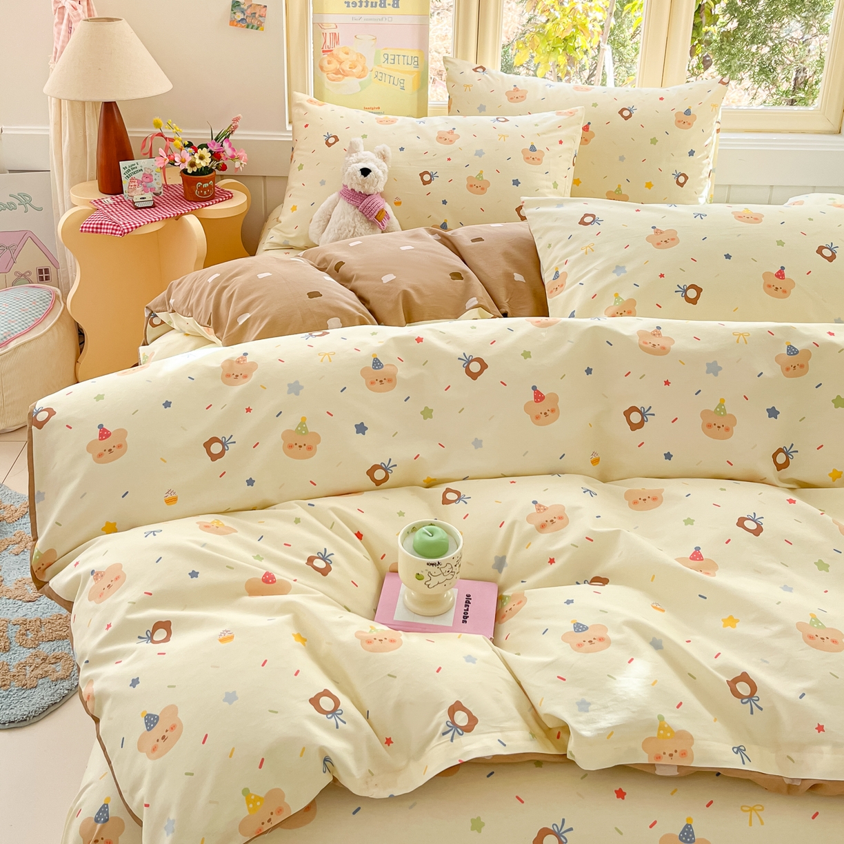 91家纺网 家纺一手货源 找家纺 寻米 2026新款13070全棉纯棉印花单被套被套单件-风格二 黄油小熊